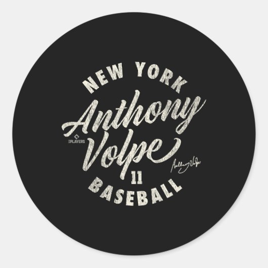 Anthony Volpe New York Baseball Cursive Mlbpa Runder Aufkleber (Vorderseite)