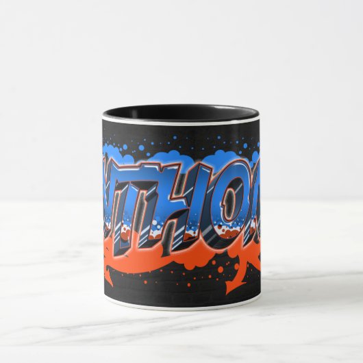 Anthony Vorname Name Graffiti blue orange Tasse (Zentrum)