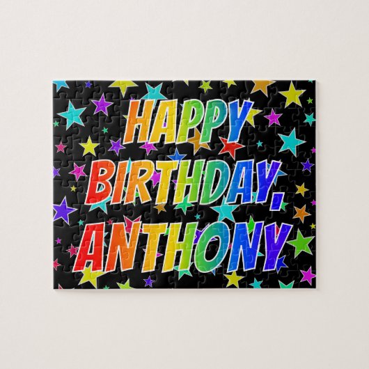 "ANTHONY" Vorname, Spaß "GLÜCKLICHER BIRTHTAG" Puzzle (Horizontal)