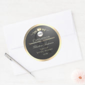 Anthracite Gold Border Logo Monogram Product Label Runder Aufkleber (Umschlag)