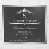 Anthracite Product Label Silver Frame and Monogram Alkoholflaschenetikett (Einzelnes Label)