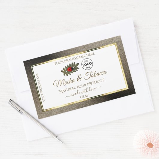 Anthracite White Product Labels Ladybug mit Logo Rechteckiger Aufkleber (Umschlag)