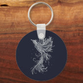 Anthrazit Phoenix Lineart Button Schlüsselanhänger (Vorderseite)