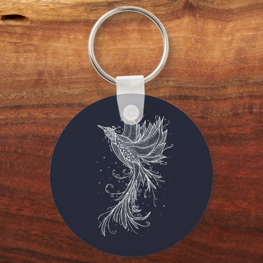 Anthrazit Phoenix Lineart Button Schlüsselanhänger (Vorderseite)
