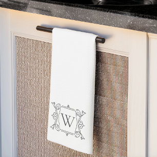 Anthrazit   Vintag Frame Monogram Geschirrtuch