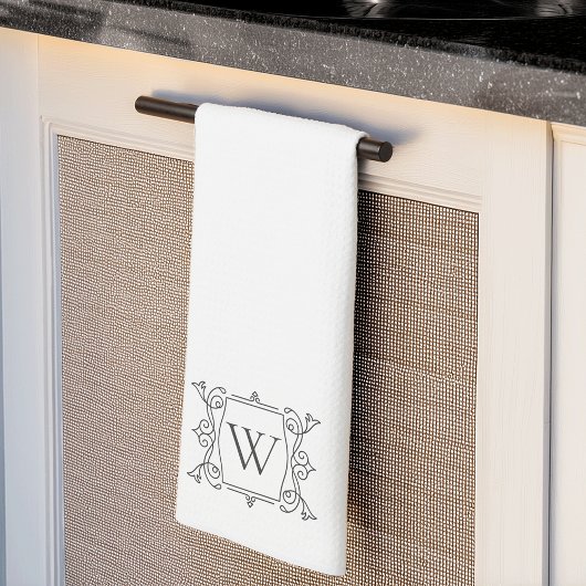 Anthrazit | Vintag Frame Monogram Geschirrtuch
