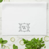 Anthrazit | Vintag Frame Monogram Geschirrtuch (Gefaltet)