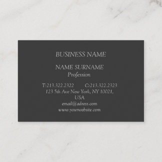 Anthrazit Visitenkarte mit grauer Schrift