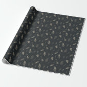 Anthrazit | Winter Laurel Pattern Geschenkpapier (Ungerollt)
