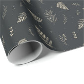 Anthrazit | Winter Laurel Pattern Geschenkpapier (Rolleneckpunkt)