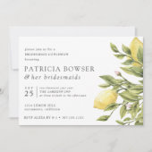 Anthrazit | Zitronen und Blätter Bridesmaid Lunche Einladung (Vorderseite)