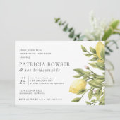 Anthrazit | Zitronen und Blätter Bridesmaid Lunche Einladung (Stehend Vorderseite)