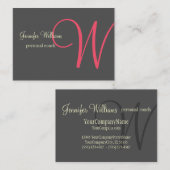 Anthrazite Minimalistic Monogramm Visitenkarte (Vorne/Hinten)