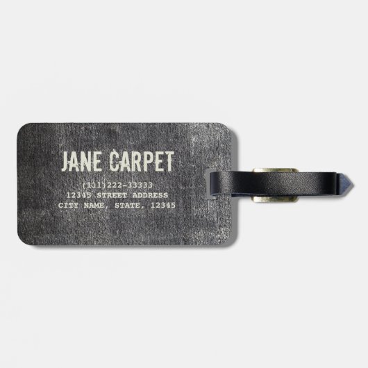 Anthrazitteppich aus Grau-Velours Vintag Gepäckanhänger (Rückseite horizontal)