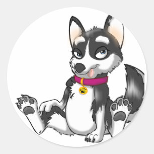 Anthro Husky Puppy Runder Aufkleber