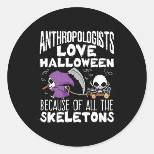 Anthropologen Liebe Halloween Skelette Runder Aufkleber