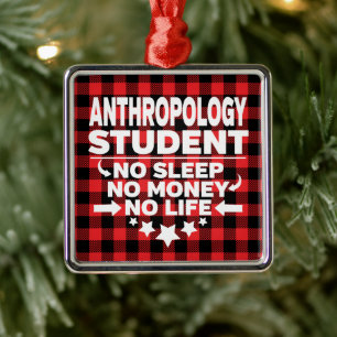 Anthropologie Uni Student Rote Karierte Weihnachte Ornament Aus Metall