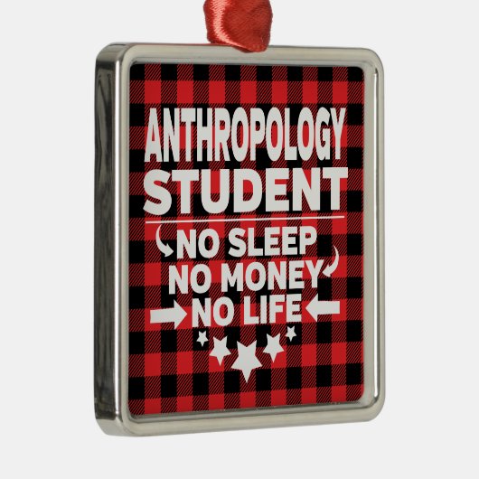 Anthropologie Uni Student Rote Karierte Weihnachte Ornament Aus Metall (Rechts)
