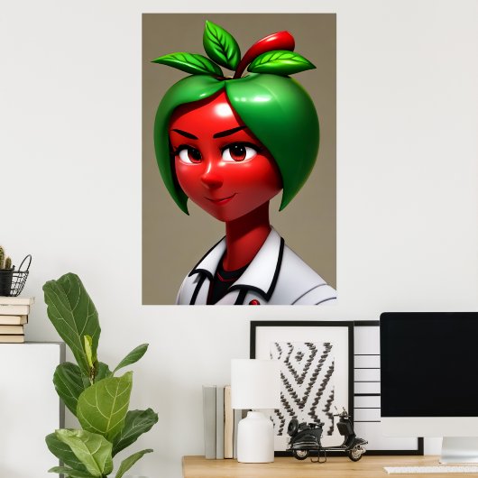 Anthropomorphe Apfelfrau | AI Art Poster (Heimbüro)
