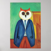 Anthropomorphe Eule in Kleidung | AI Art Poster (Vorne)