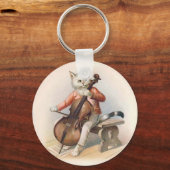 Anthropomorphe Katze Cello spielen Schlüsselanhänger (Vorderseite)