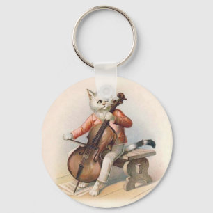 Anthropomorphe Katze, die Cello spielt Schlüsselanhänger
