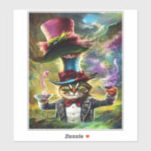 Anthropomorphe Katze Mad Hatter Fantasy Fairytale Aufkleber (Blatt)