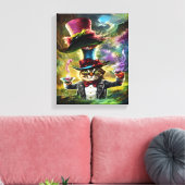 Anthropomorphe Katze Mad Hatter Fantasy Fairytale Leinwanddruck (Insitu (Wohnzimmer))
