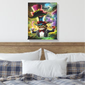 Anthropomorphe Katze Mad Hatter Fantasy Fairytale Leinwanddruck (Insitu (Schlafzimmer))