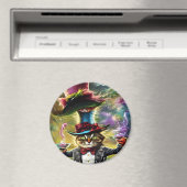 Anthropomorphe Katze Mad Hatter Fantasy Fairytale Magnet (In Situ (Geschirrspüler))