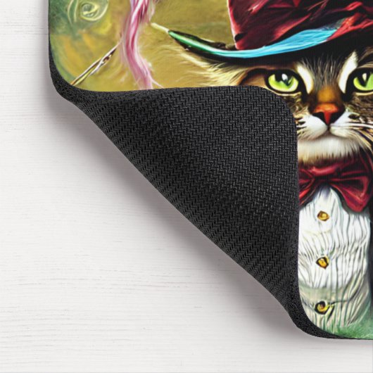 Anthropomorphe Katze Mad Hatter Fantasy Fairytale Mousepad (Ecke)