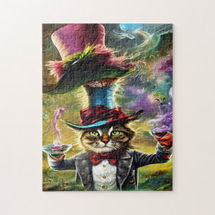 Anthropomorphe Katze Mad Hatter Fantasy Fairytale Puzzle
