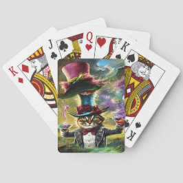 Anthropomorphe Katze Mad Hatter Fantasy Fairytale Spielkarten