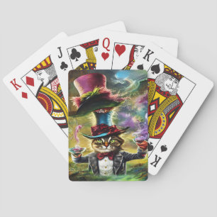 Anthropomorphe Katze Mad Hatter Fantasy Fairytale Spielkarten