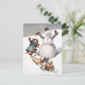 Anthropomorphe Katzen spielen im Schnee Postkarte (Stehend Vorderseite)