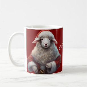 Anthropomorphe Lamm in einem Weihnachtsmann-Anzug Kaffeetasse