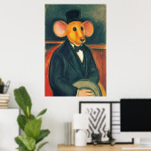 Anthropomorphe Maus in einem schwarzen Anzug | Art Poster (Heimbüro)