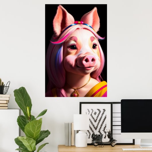 Anthropomorphe Schweine | Art der AI Poster (Heimbüro)
