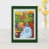 Anthropomorphe, von gelben Blumen Gerahmte weiße K Karte (Gelbe Blume)