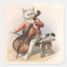 Anthropomorphe weiße Katze Cello spielen