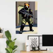 Anthropomorpher cooler Bärensoldat | AI Art Poster (Heimbüro)