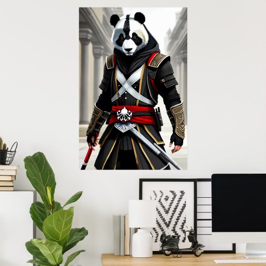 Anthropomorpher cooler Panda Assassin | Art der AI Poster (Heimbüro)