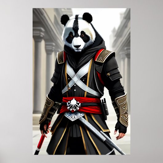Anthropomorpher cooler Panda Assassin | Art der AI Poster (Vorne)