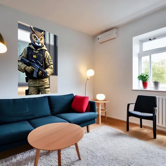 Anthropomorpher Eulsoldat | AI Art Poster