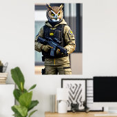 Anthropomorpher Eulsoldat | AI Art Poster (Heimbüro)