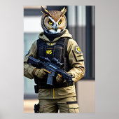 Anthropomorpher Eulsoldat | AI Art Poster (Vorne)
