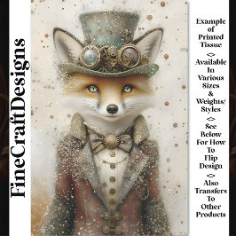 Anthropomorpher Fox Steampunk Outfit CA2 Decoupage Seidenpapier
