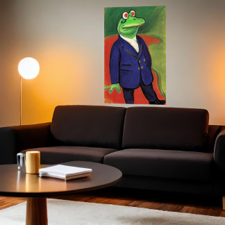 Anthropomorpher Frosch in blauem Anzug | Art der A Poster