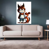 Anthropomorpher Hund und sein Haustier | Art der A Poster