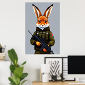 Anthropomorpher Kaninchenfox Soldier | Art der AI Poster (Heimbüro)